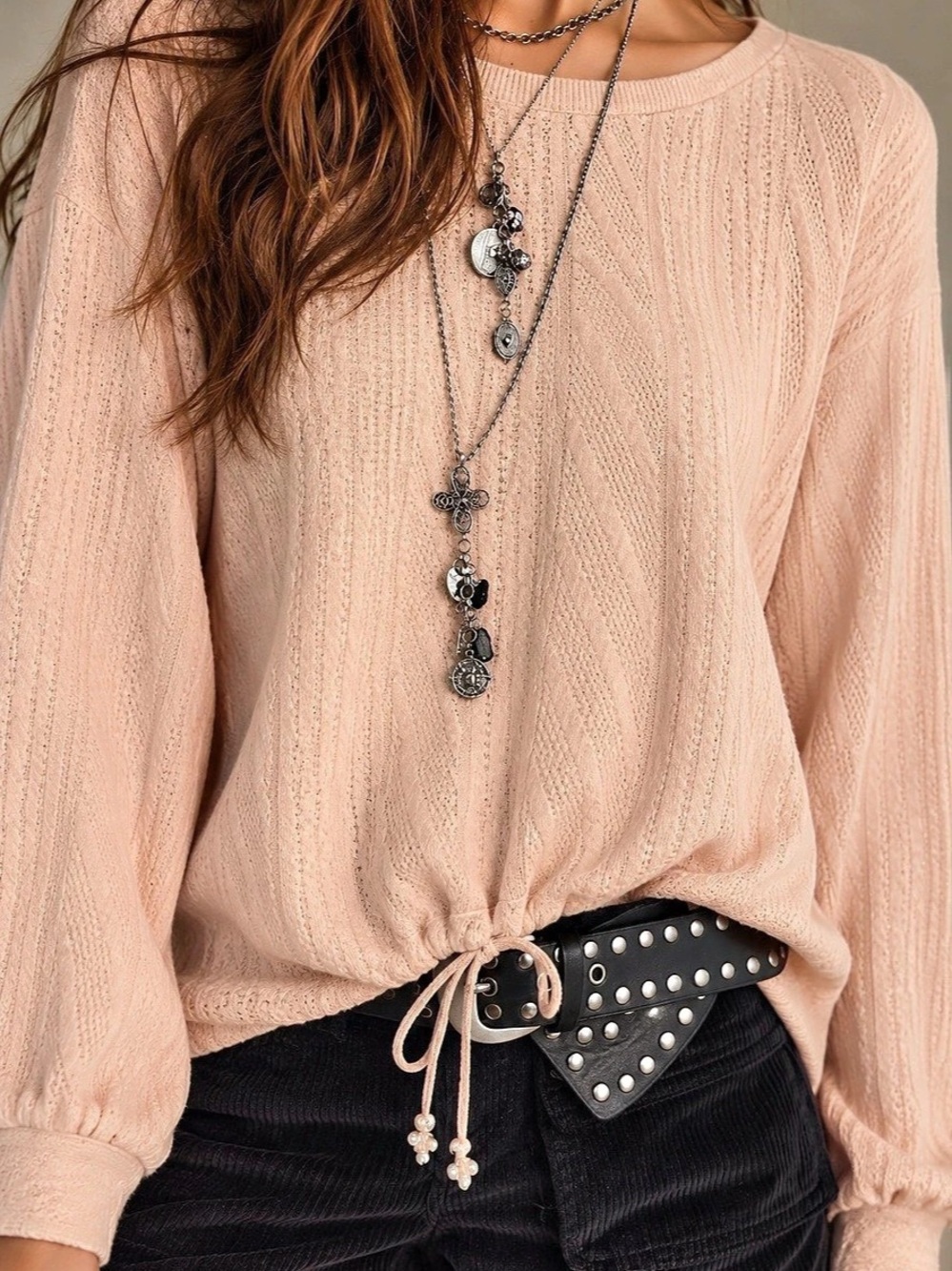 331. mySTYLE Pink Knit Sweater Size M
